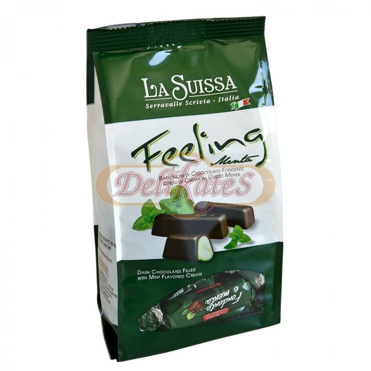 Tyčinky s mätovou príchuťou v horkej čokoláde