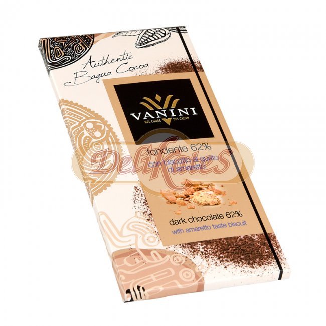 Vanini čokoláda horká 62% Amaretto a keksy