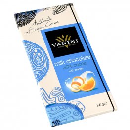 Vanini čokoláda mliečna 39% s pomarančovou kôrou.